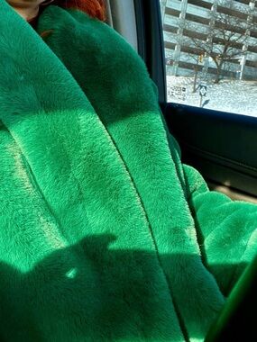 Plush Green Faux Fur Coat